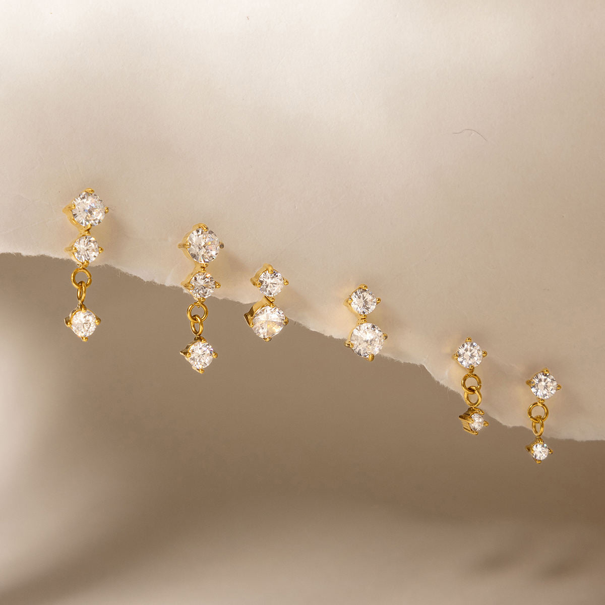 Demeter Eos Stud Set | Gold Zircon Stud Earrings