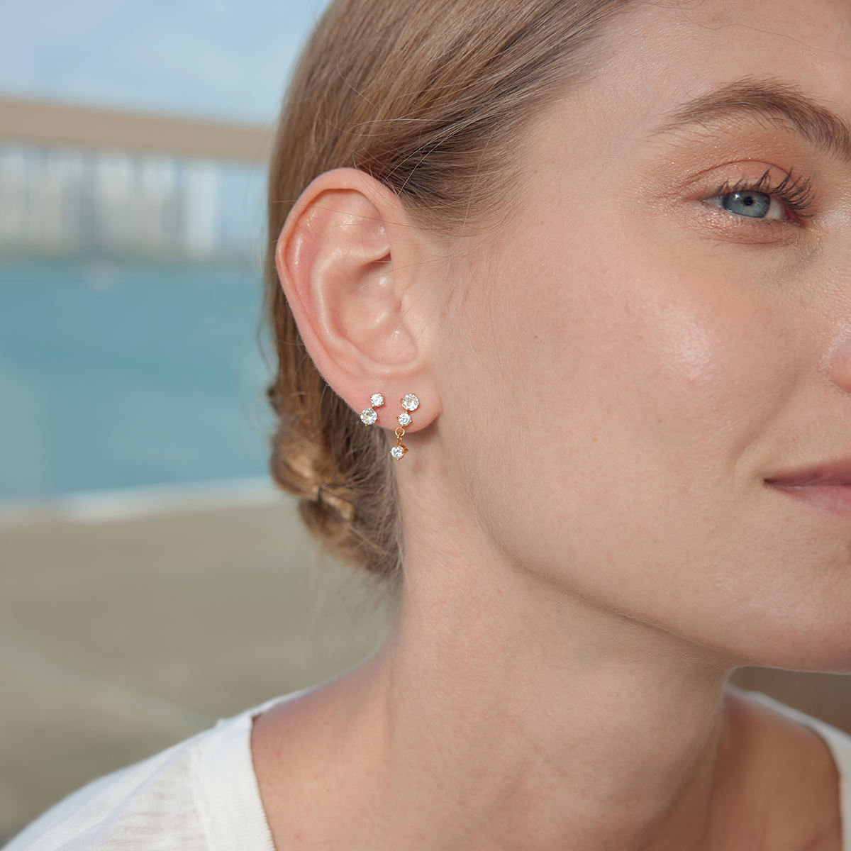 Demeter Eos Stud Set | Gold Zircon Stud Earrings