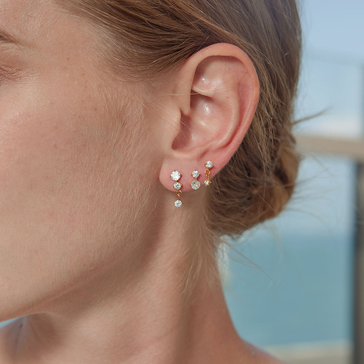 Demeter Eos Stud Set | Gold Zircon Stud Earrings