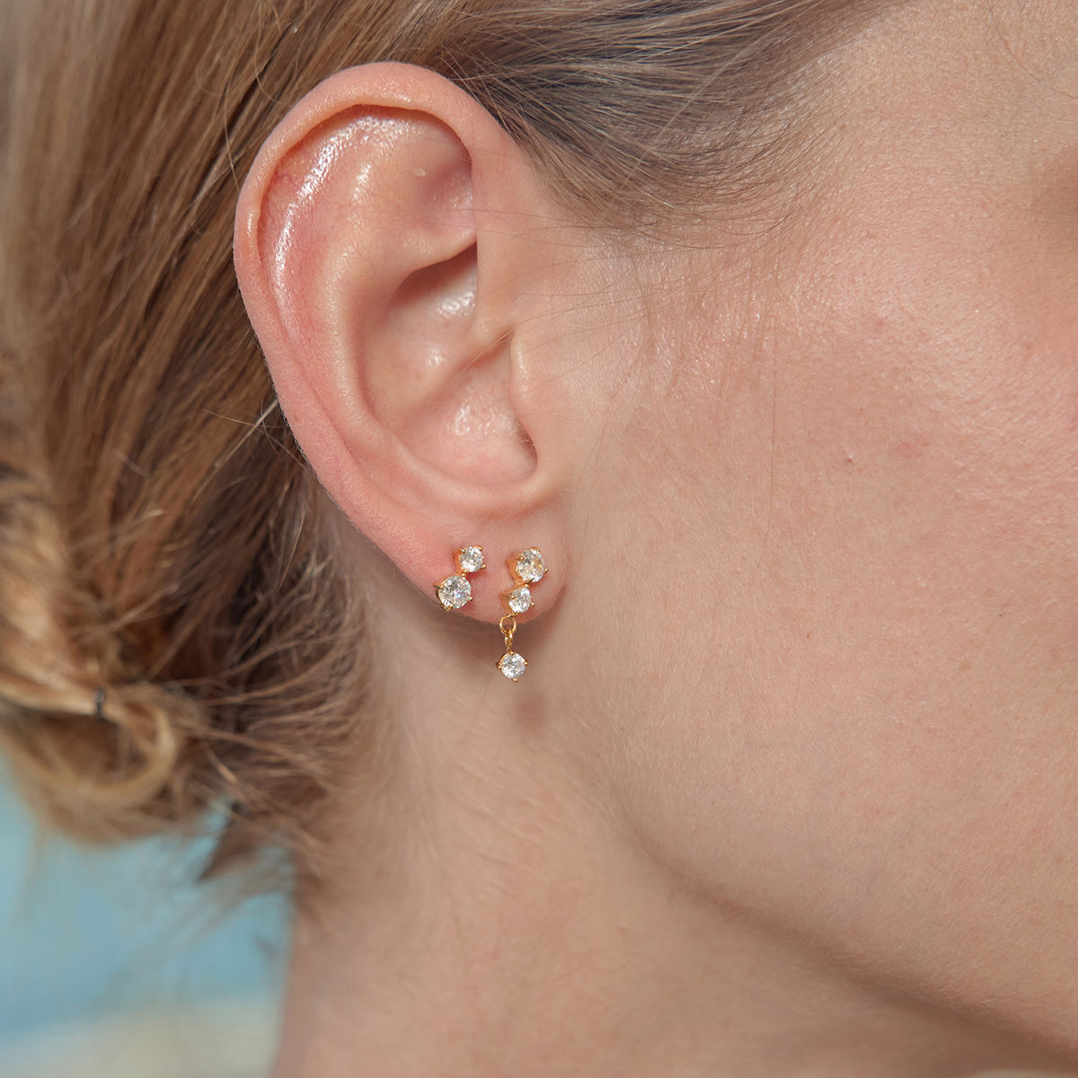 Demeter Eos Stud Set | Gold Zircon Stud Earrings
